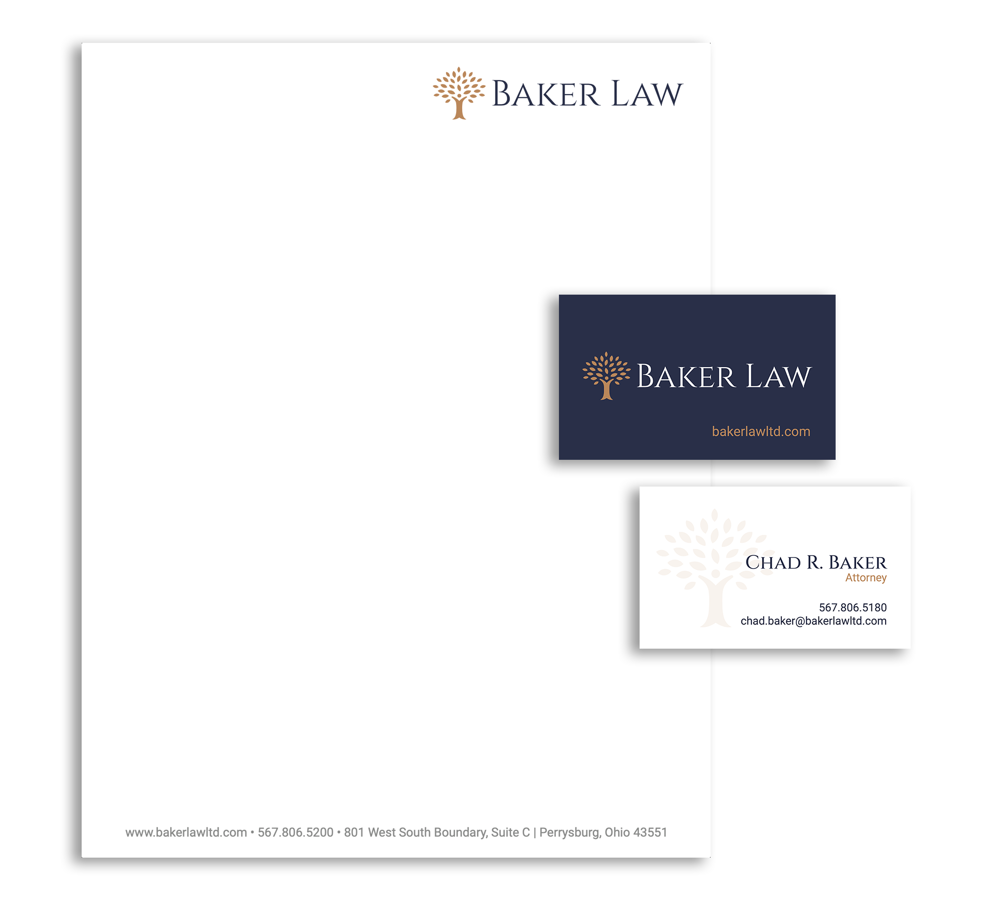 Baker Law Letterhead and Business Cards